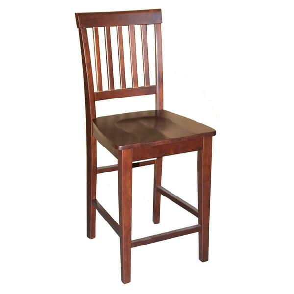 Wooden Imports Furniture VN10-WC-MAHO 2 Vernon Counter Stools with Wood Seat - Mahogany VNS-MAH-W